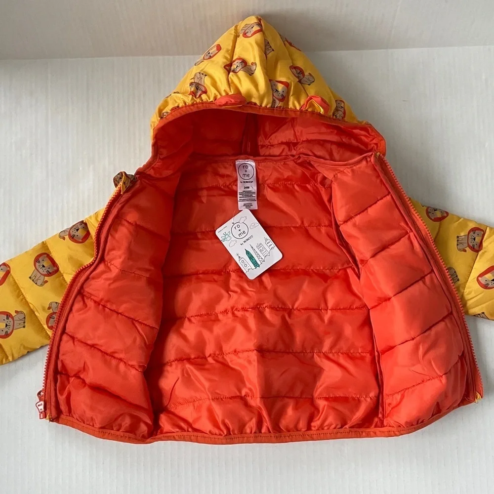Robeez Ro + Me Yellow Orange Coat Jacket Lion Print Size 24 Months